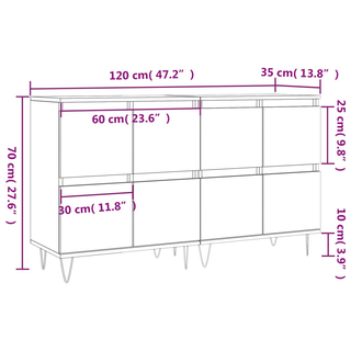 vidaXL Sideboards 2 pcs White Engineered Wood - Giant Lobelia