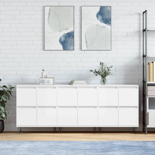 vidaXL Sideboards 3 pcs High Gloss White Engineered Wood - Giant Lobelia