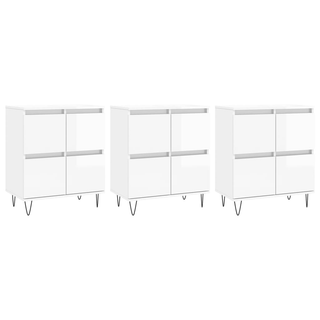 vidaXL Sideboards 3 pcs High Gloss White Engineered Wood - Giant Lobelia