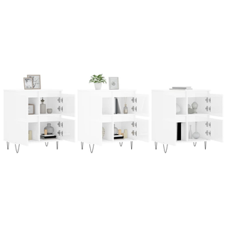 vidaXL Sideboards 3 pcs High Gloss White Engineered Wood - Giant Lobelia