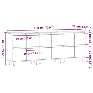 vidaXL Sideboards 3 pcs High Gloss White Engineered Wood - Giant Lobelia