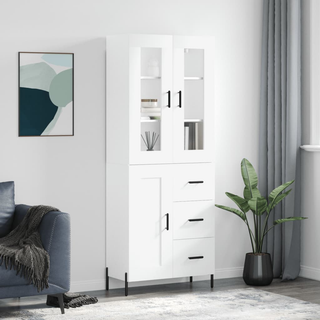 vidaXL Highboard White 69.5x34x180 cm Engineered Wood - Giant Lobelia