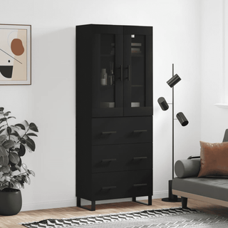 vidaXL Highboard Black 69.5x34x180 cm Engineered Wood - Giant Lobelia