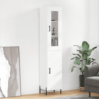 vidaXL Highboard White 34.5x34x180 cm Engineered Wood - Giant Lobelia