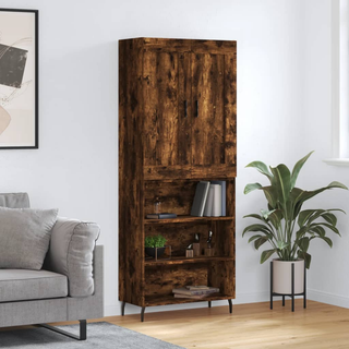 vidaXL Highboard Smoked Oak 69.5x34x180 cm Engineered Wood - Giant Lobelia