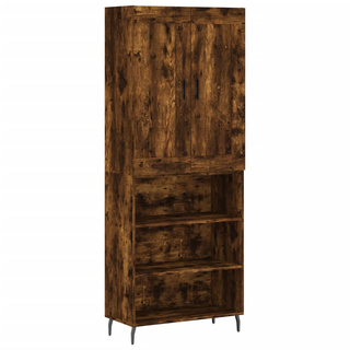 vidaXL Highboard Smoked Oak 69.5x34x180 cm Engineered Wood - Giant Lobelia