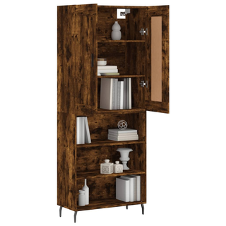 vidaXL Highboard Smoked Oak 69.5x34x180 cm Engineered Wood - Giant Lobelia