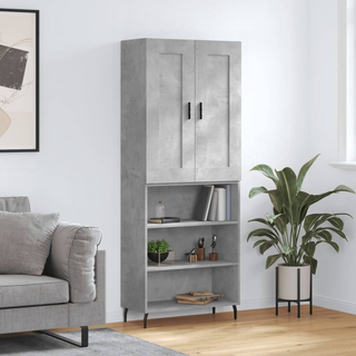 vidaXL Highboard Concrete Grey 69.5x34x180 cm Engineered Wood - Giant Lobelia