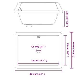 Bathroom Sink White 39x30x18.5 cm Rectangular Ceramic - Giant Lobelia