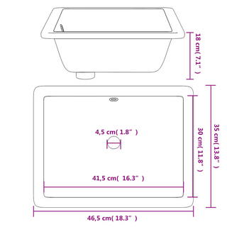 Bathroom Sink White 46.5x35x18 cm Rectangular Ceramic - Giant Lobelia