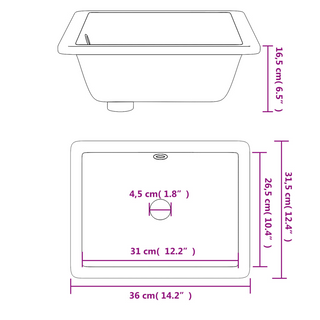 Bathroom Sink White 36x31.5x16.5 cm Rectangular Ceramic - Giant Lobelia