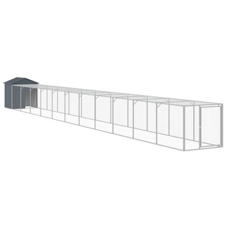 Chicken Cage with Run Anthracite 117x1221x123 cm Galvanised Steel - Giant Lobelia