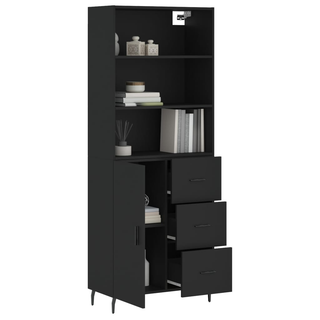 vidaXL Highboard Black 69.5x34x180 cm Engineered Wood - Giant Lobelia