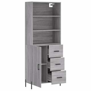 vidaXL Highboard Grey Sonoma 69.5x34x180 cm Engineered Wood - Giant Lobelia