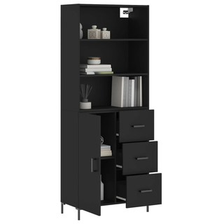 vidaXL Highboard Black 69.5x34x180 cm Engineered Wood - Giant Lobelia