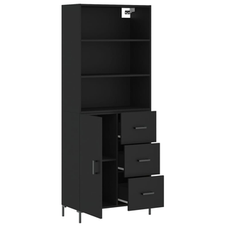 vidaXL Highboard Black 69.5x34x180 cm Engineered Wood - Giant Lobelia