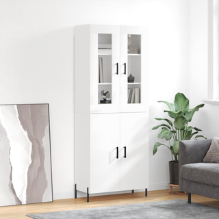 vidaXL Highboard High Gloss White 69.5x34x180 cm Engineered Wood - Giant Lobelia