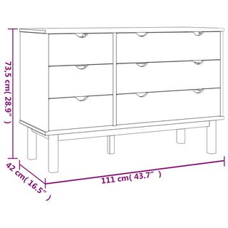 vidaXL Drawer Cabinet OTTA Brown&Grey 111x43x73.5cm Solid Wood Pine - Giant Lobelia