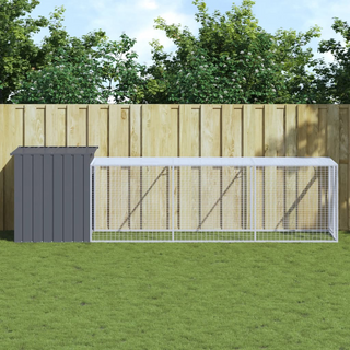 Chicken Cage with Run Anthracite 110x405x110 cm Galvanised Steel - Giant Lobelia