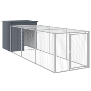 Chicken Cage with Run Anthracite 110x405x110 cm Galvanised Steel - Giant Lobelia