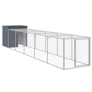 Chicken Cage with Run Anthracite 110x609x110 cm Galvanised Steel - Giant Lobelia