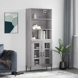 vidaXL Highboard Grey Sonoma 69.5x34x180 cm Engineered Wood - Giant Lobelia