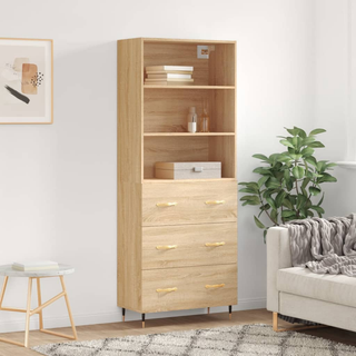 vidaXL Highboard Sonoma Oak 69.5x34x180 cm Engineered Wood - Giant Lobelia