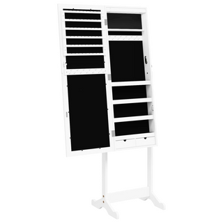 Mirror Jewellery Cabinet with LED Lights Free Standing White - Giant Lobelia