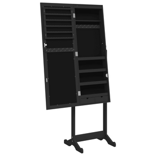 Mirror Jewellery Cabinet with LED Lights Free Standing Black - Giant Lobelia