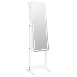 Mirror Jewellery Cabinet with LED Lights Free Standing White - Giant Lobelia