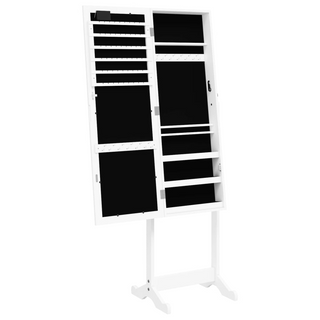 Mirror Jewellery Cabinet with LED Lights Free Standing White - Giant Lobelia