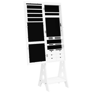 Mirror Jewellery Cabinet with LED Lights Free Standing White - Giant Lobelia