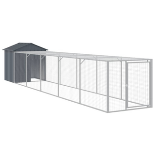 Chicken Cage with Run Anthracite 117x609x123 cm Galvanised Steel - Giant Lobelia