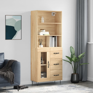 vidaXL Highboard Sonoma Oak 69.5x34x180 cm Engineered Wood - Giant Lobelia