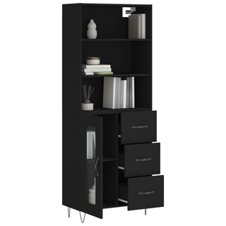 vidaXL Highboard Black 69.5x34x180 cm Engineered Wood - Giant Lobelia