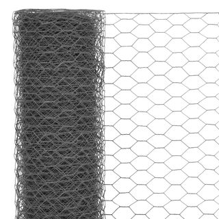 Chicken Wire Fence Steel with PVC Coating 25x0.5 m Grey - Giant Lobelia