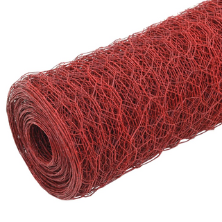 vidaXL Chicken Wire Fence Steel with PVC Coating 25x0.75 m Red - Giant Lobelia