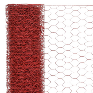 vidaXL Chicken Wire Fence Steel with PVC Coating 25x0.75 m Red - Giant Lobelia