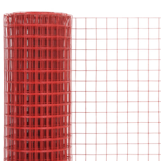 vidaXL Chicken Wire Fence Steel with PVC Coating 10x1 m Red - Giant Lobelia