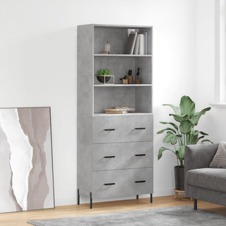 vidaXL Highboard Concrete Grey 69.5x34x180 cm Engineered Wood - Giant Lobelia