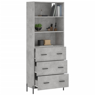 vidaXL Highboard Concrete Grey 69.5x34x180 cm Engineered Wood - Giant Lobelia