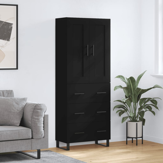 vidaXL Highboard Black 69.5x34x180 cm Engineered Wood - Giant Lobelia