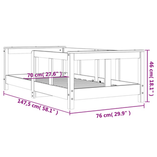 Kids Bed Frame 70x140 cm Solid Wood Pine - Giant Lobelia