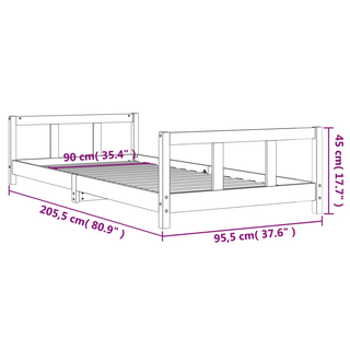 Kids Bed Frame White 90x200 cm Solid Wood Pine - Giant Lobelia