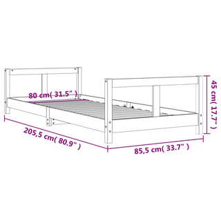 Kids Bed Frame White 80x200 cm Solid Wood Pine - Giant Lobelia