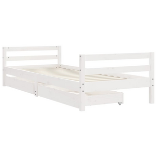 Kids Bed Frame with Drawers White 80x200 cm Solid Wood Pine - Giant Lobelia