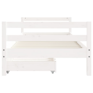 Kids Bed Frame with Drawers White 80x200 cm Solid Wood Pine - Giant Lobelia