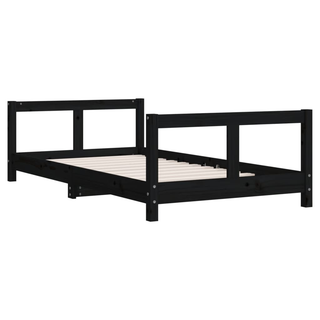 Kids Bed Frame Black 80x160 cm Solid Wood Pine - Giant Lobelia