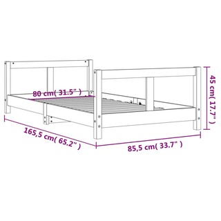 Kids Bed Frame Black 80x160 cm Solid Wood Pine - Giant Lobelia