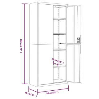 File Cabinet Light Grey 90x40x200 cm Steel - Giant Lobelia